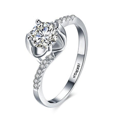 1.00 CTTW Engagement Cut Floral White Crystal Pav'e Ring - Puritific