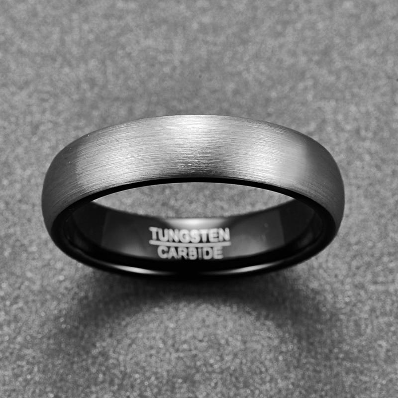 Brushed Silver and Black Tungsten Ring - Puritific