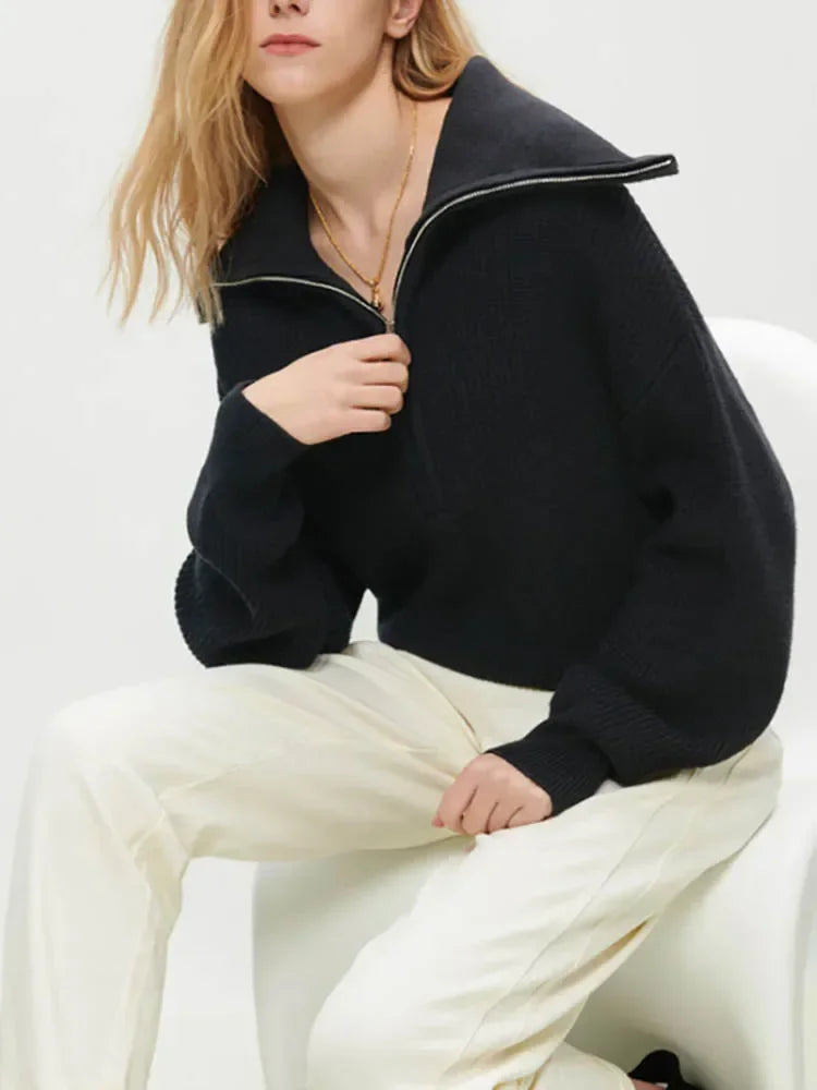 Turtleneck Zipper Sweater - Puritific