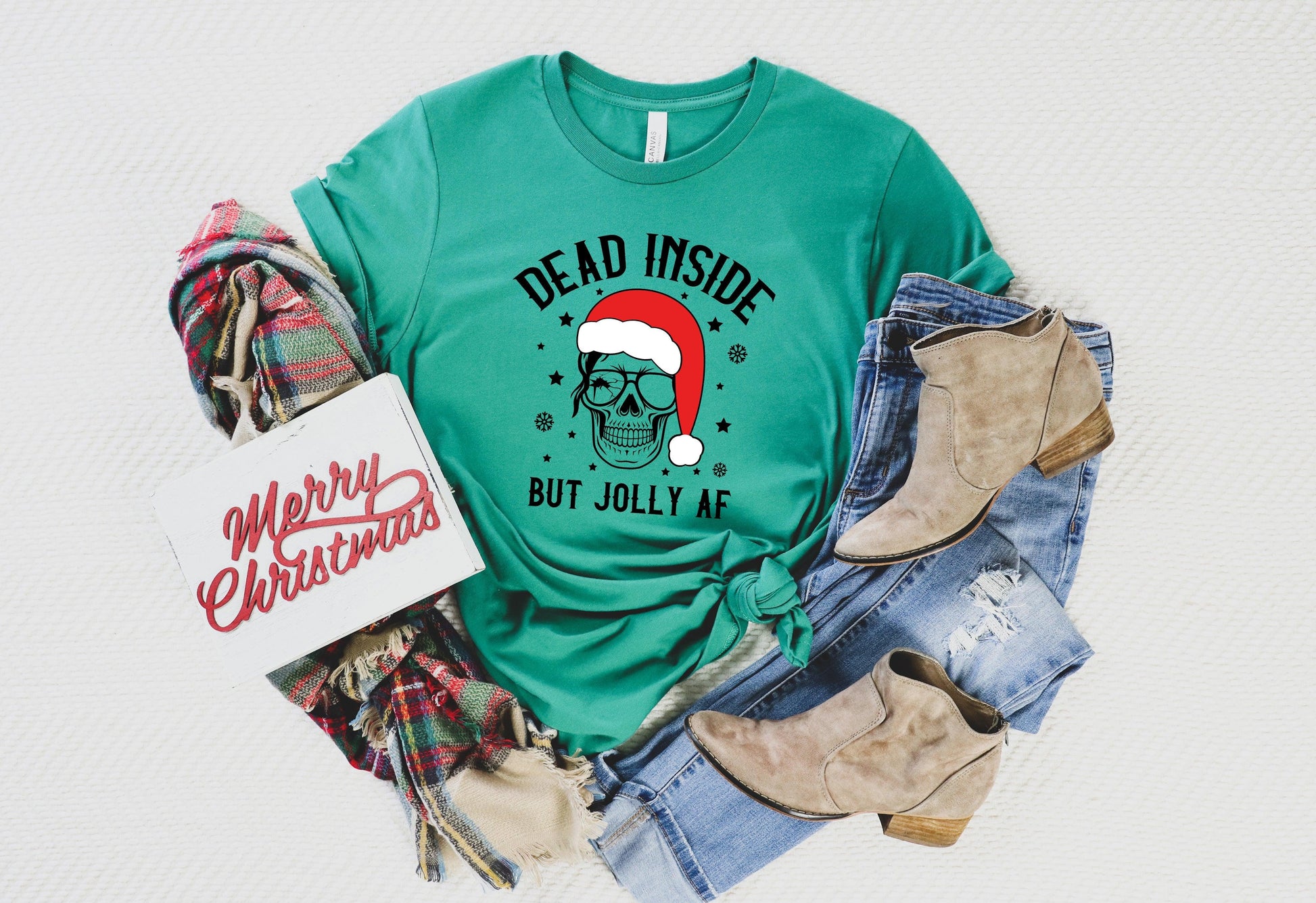 Dead Inside But Joly AF Christmas Skeleton Shirt, Christmas Shirt - Puritific