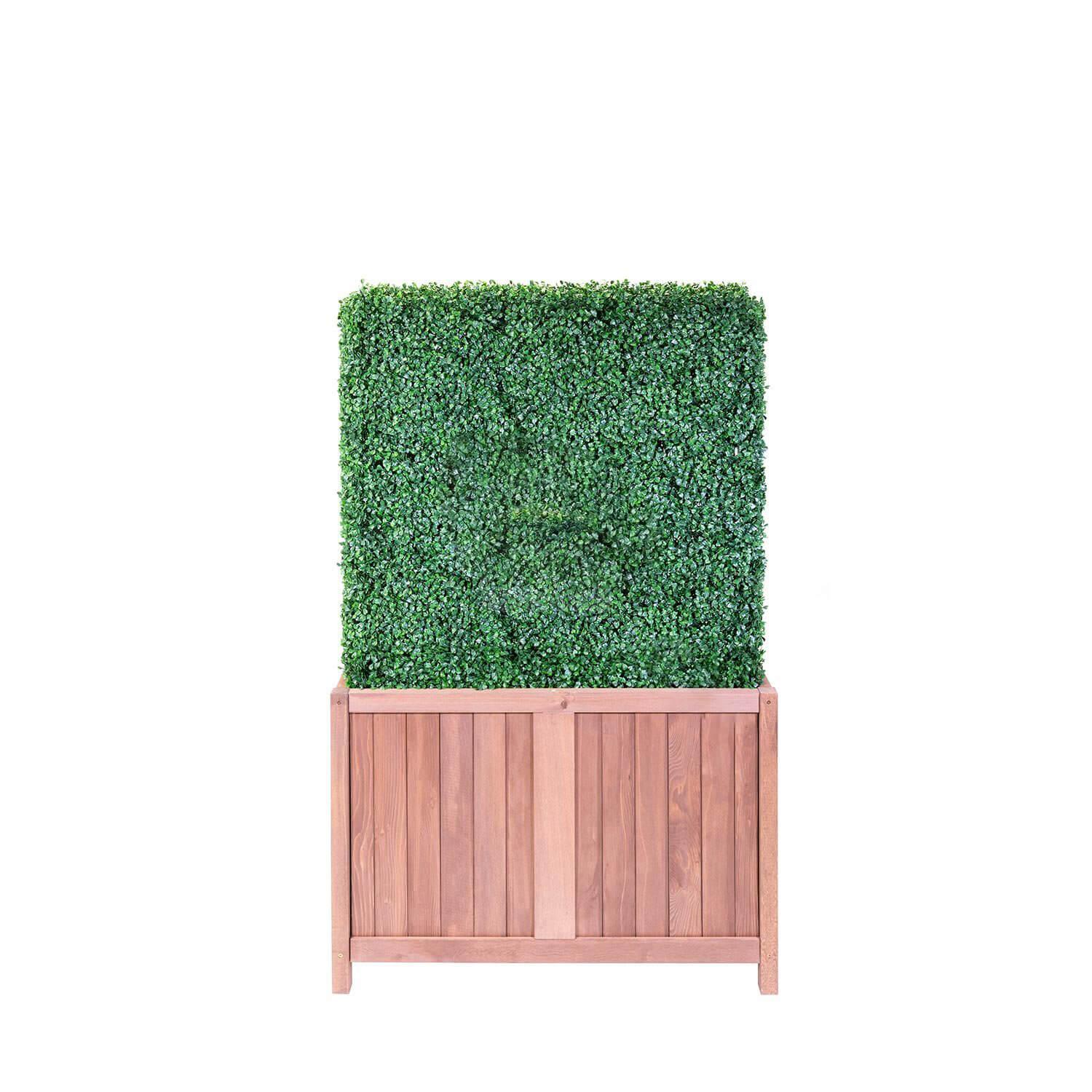 6ft Faux Boxwood Hedge with Wood Planter Box - Puritific