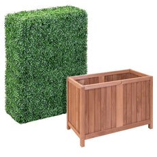 6ft Faux Boxwood Hedge with Wood Planter Box - Puritific