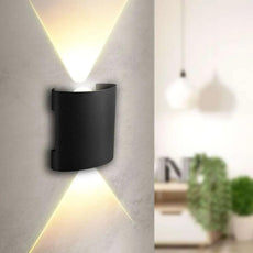 6W LED Indoor-Outdoor Black Curved UP Down Wall light~4962-11