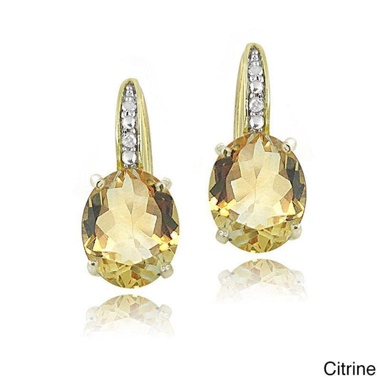 1.50 Ct Oval Cut Yellow with Pave crystals Stud Earringin 18K Gold Plated - Puritific