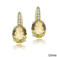 1.50 Ct Oval Cut Yellow with Pave crystals Stud Earringin 18K Gold Plated - Puritific