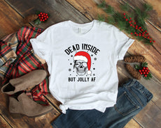 Dead Inside But Joly AF Christmas Skeleton Shirt, Christmas Shirt - Puritific