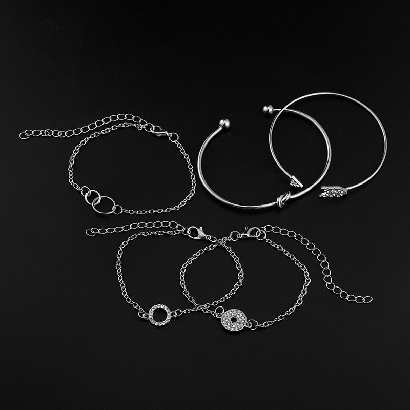 14K White Gold Plating Love Knot Circular Minimalist Bracelet Sets - Puritific