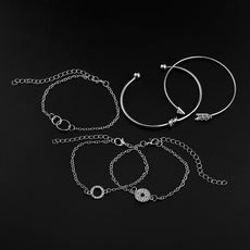 14K White Gold Plating Love Knot Circular Minimalist Bracelet Sets - Puritific