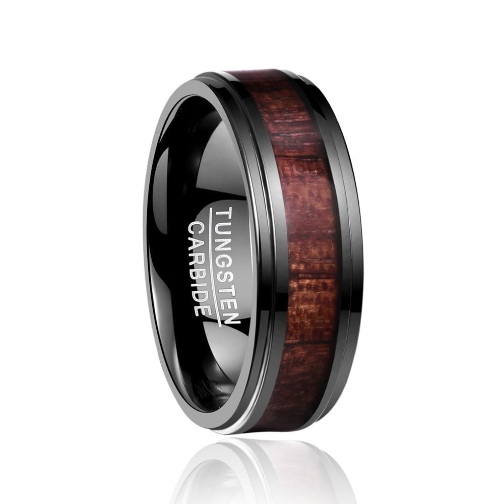 Black Wooden Tungsten Carbide Ring - Puritific