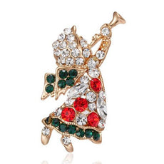 Rhinestone Crystal Christmas Enamel Brooch Pin - Puritific