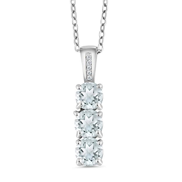 14K White Gold Plating Dangling Three Stone Elements Princess Cut White Crystal Necklace - Puritific