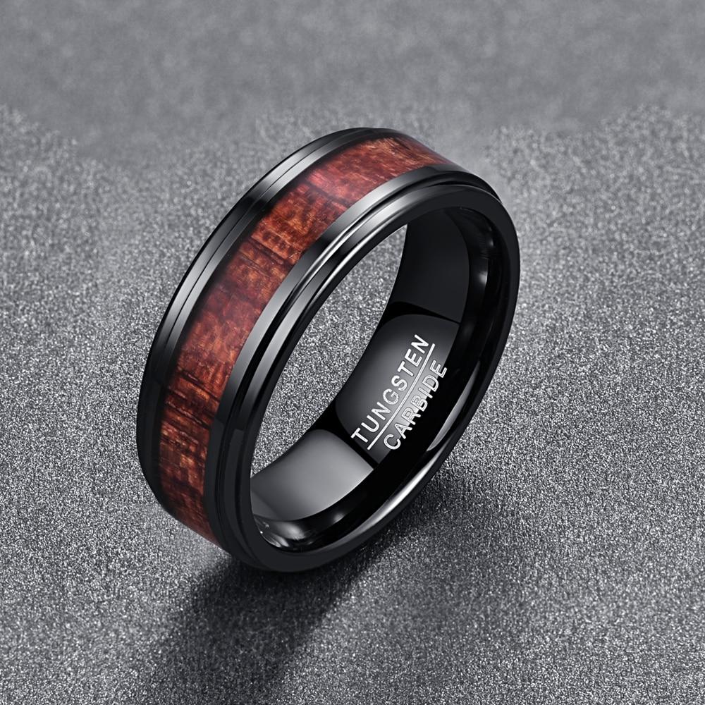 Black Wooden Tungsten Carbide Ring - Puritific