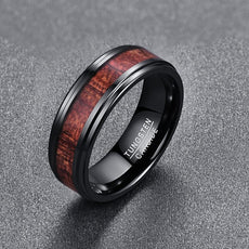 Black Wooden Tungsten Carbide Ring - Puritific