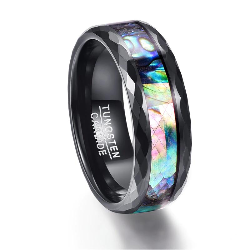 Black Polished Faceted Shell Tungsten Ring - Puritific