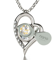 925 Sterling Silver Ana Bekoach Necklace Kabbalah Heart Pendant 24k Gold Inscribed - Puritific