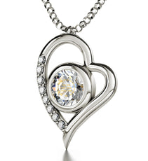 925 Sterling Silver Ana Bekoach Necklace Kabbalah Heart Pendant 24k Gold Inscribed - Puritific