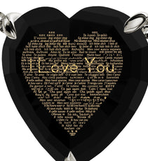 925 Sterling Silver Heart Necklace 24k Gold Inscribed I Love You in 120 Languages - Puritific