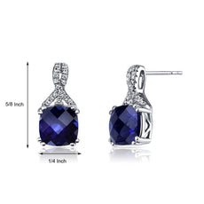 2.00 CT Cushion Cut Sapphire Stud Earring in 18K White Gold Plated - Puritific