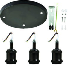 A+ Modern Black Metal Semi Flush Shiny Black 3 way ceiling light Fitting Dining Room Lights~3718-4