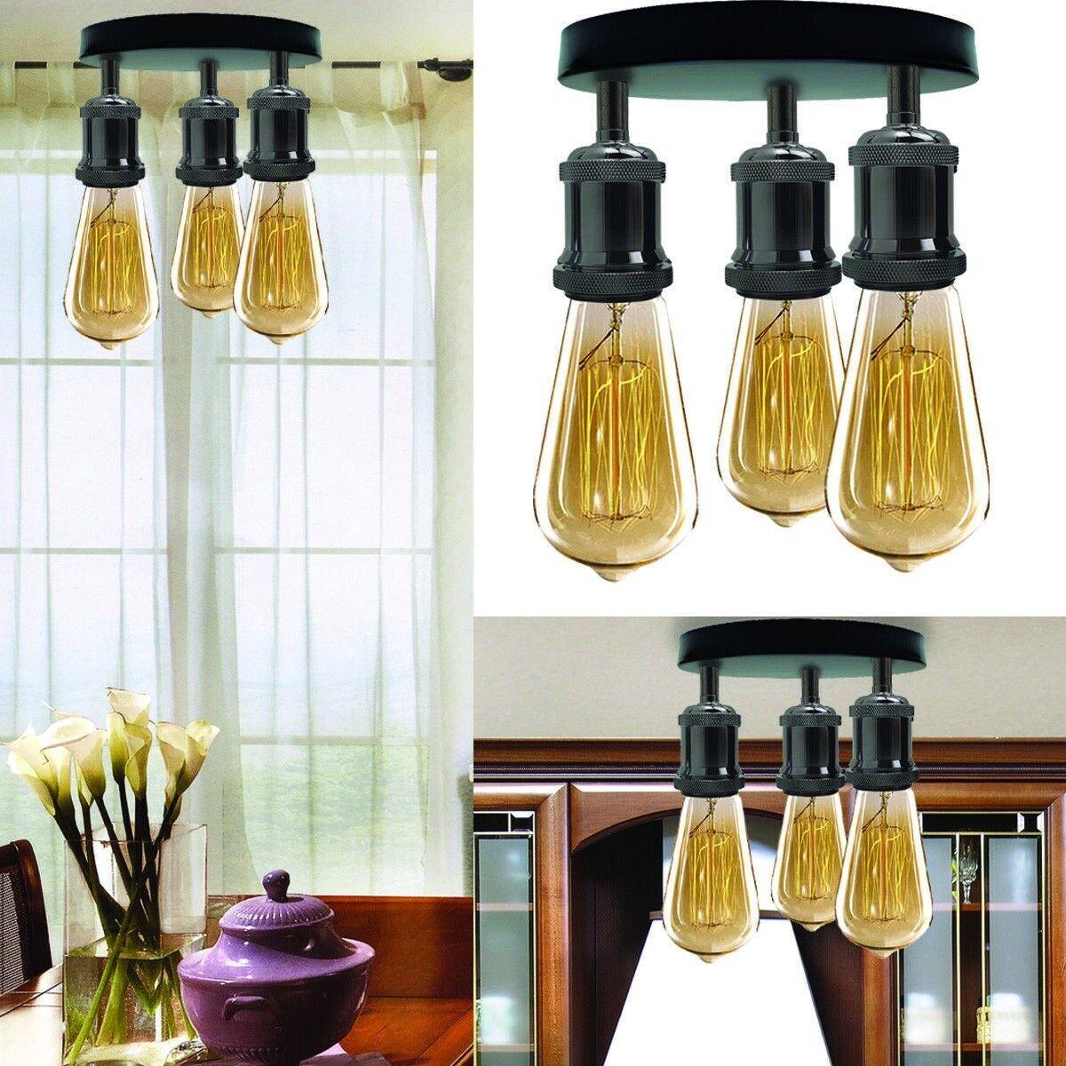 A+ Modern Black Metal Semi Flush Shiny Black 3 way ceiling light Fitting Dining Room Lights~3718-5