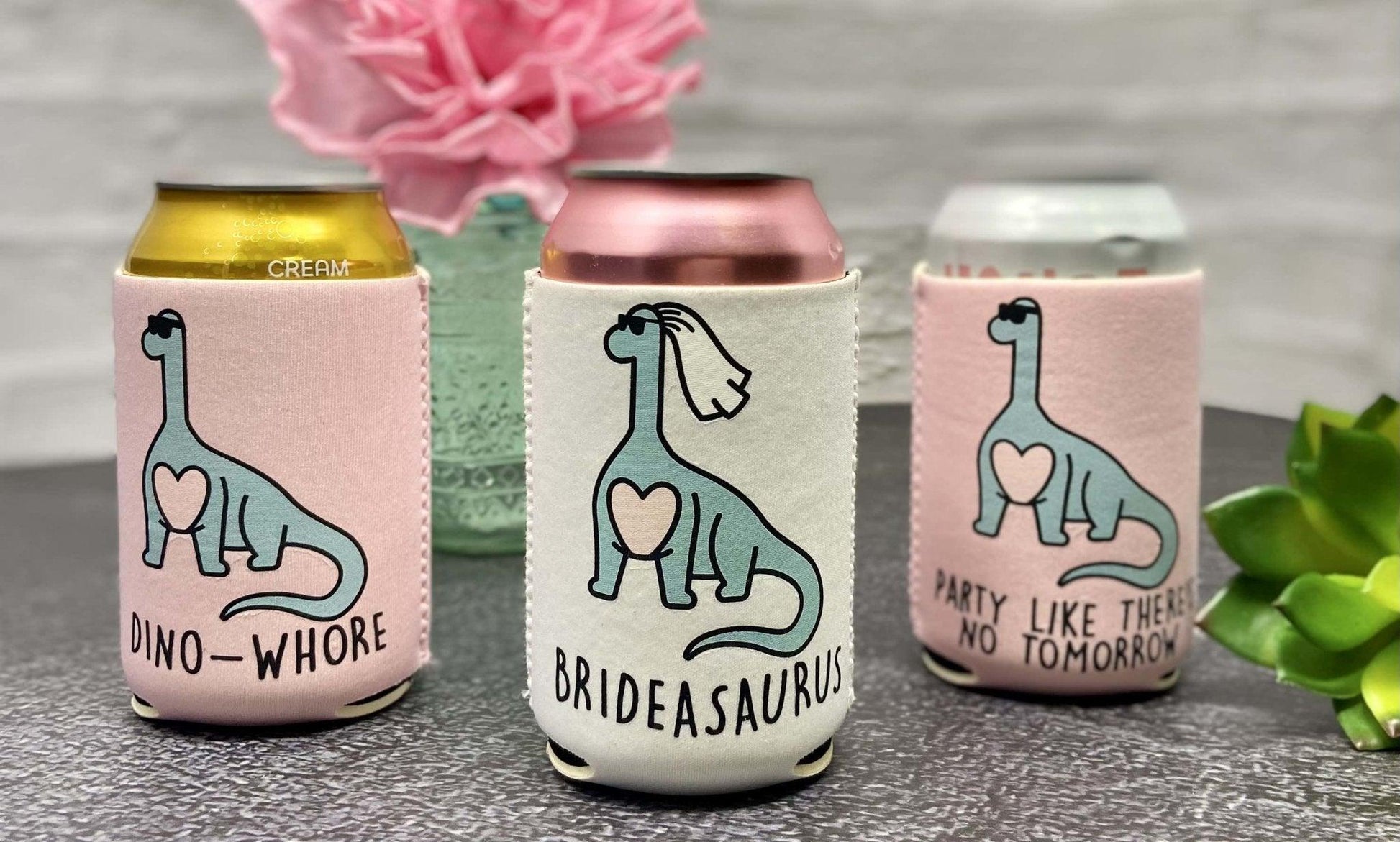 A-Roar-Able Dinosaur 🦕 Brideasaurus Can Coolers - Puritific