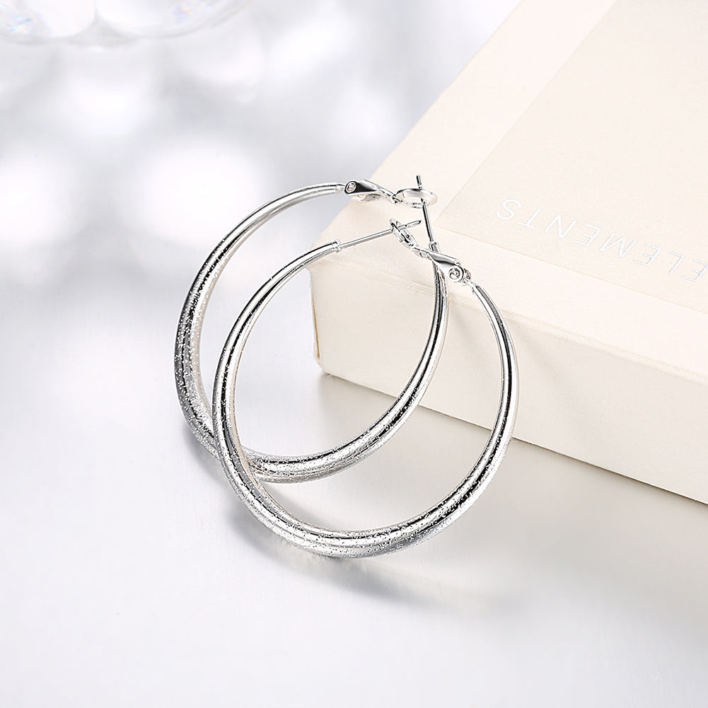 1.6" Round Hoop Earring in 18K White Gold Plated - Puritific