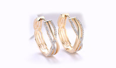 14K Gold Plating White Austrian Elements Twisted Abstract Clip On Earrings ITALY Design - Puritific