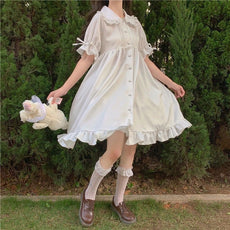 White Princess Puff Sleeve Dress - Puritific