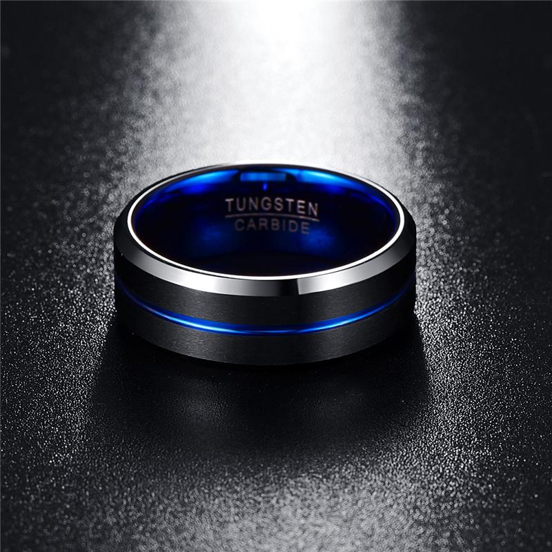 Thin Blue Line Black Tungsten Ring - Puritific