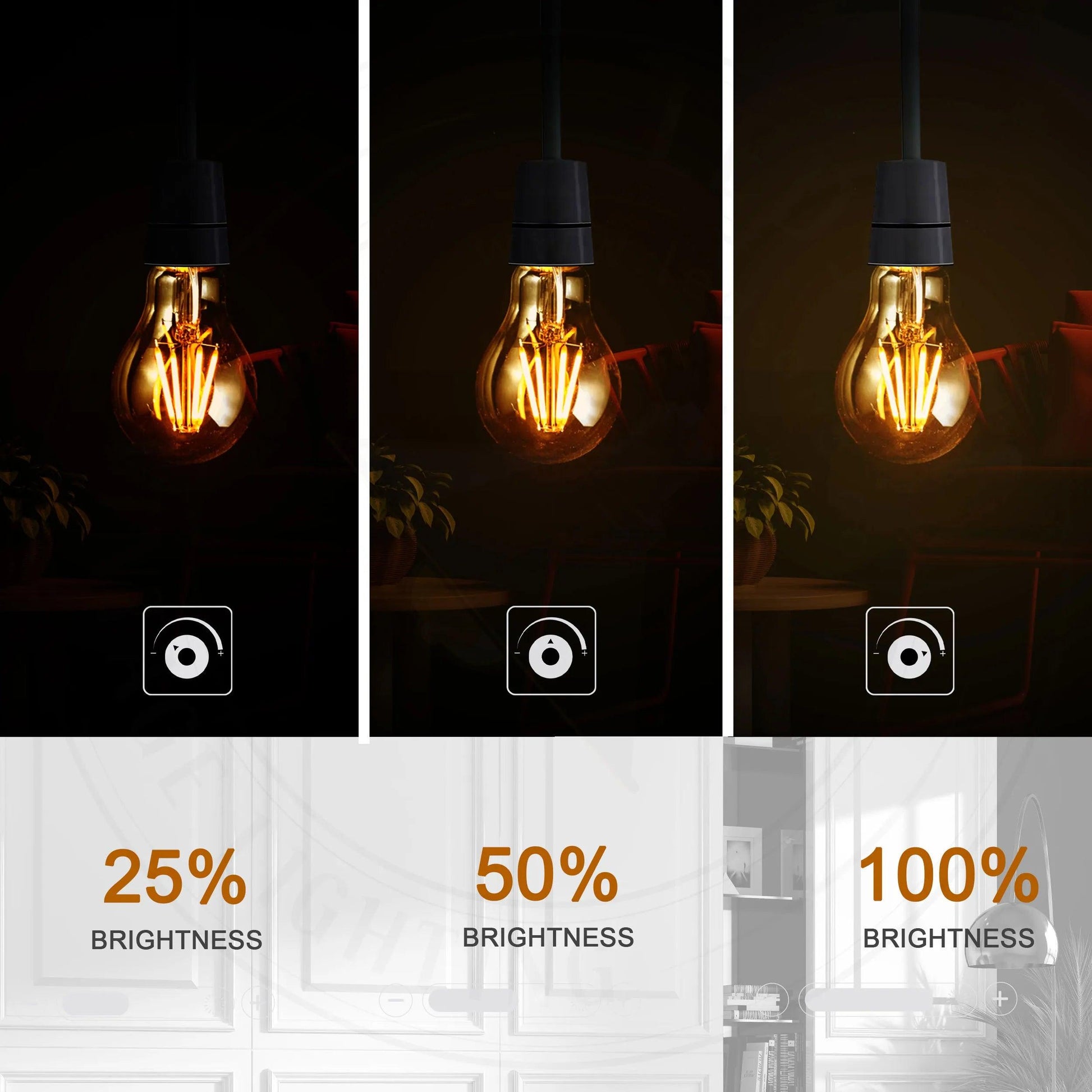 A60 E27 4W Edison LED filament Bulb Amber bulb Warm white screw bulbs 2700K~4418-4