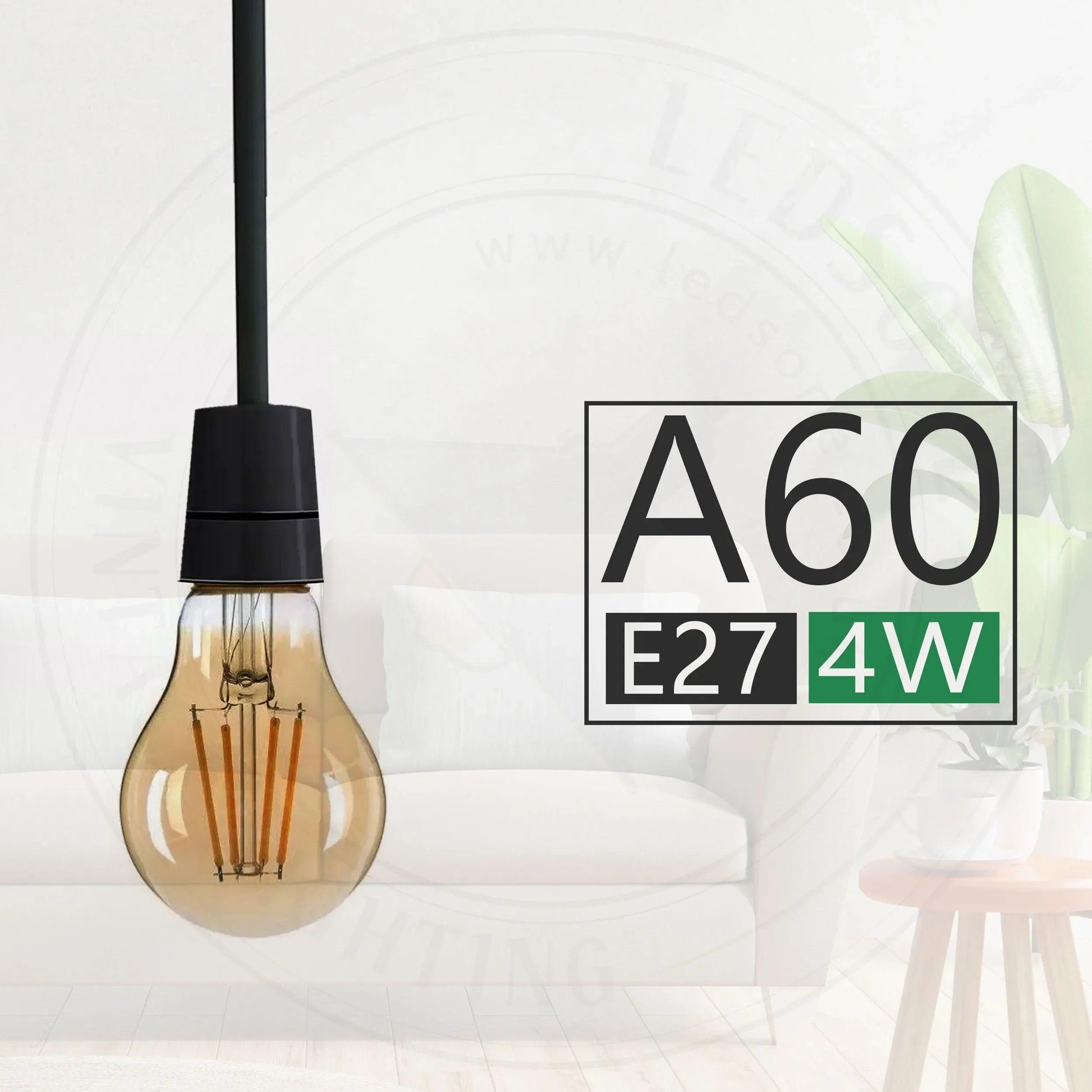 A60 E27 4W Edison LED filament Bulb Amber bulb Warm white screw bulbs 2700K~4418-8