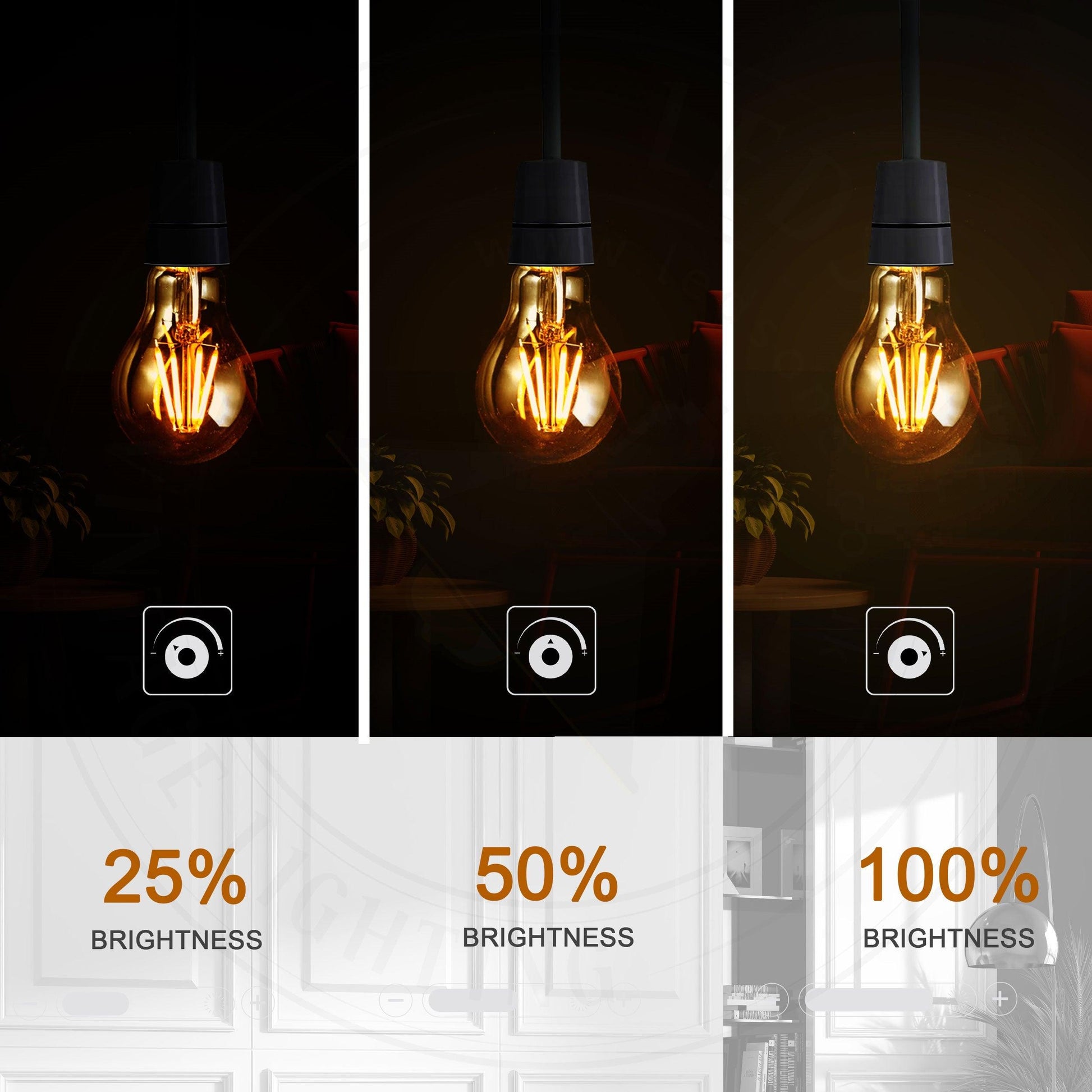 A60 E27 4W Pack Edison Style LED filament Amber Warm white screw 2700K Light Bulbs~4095-10