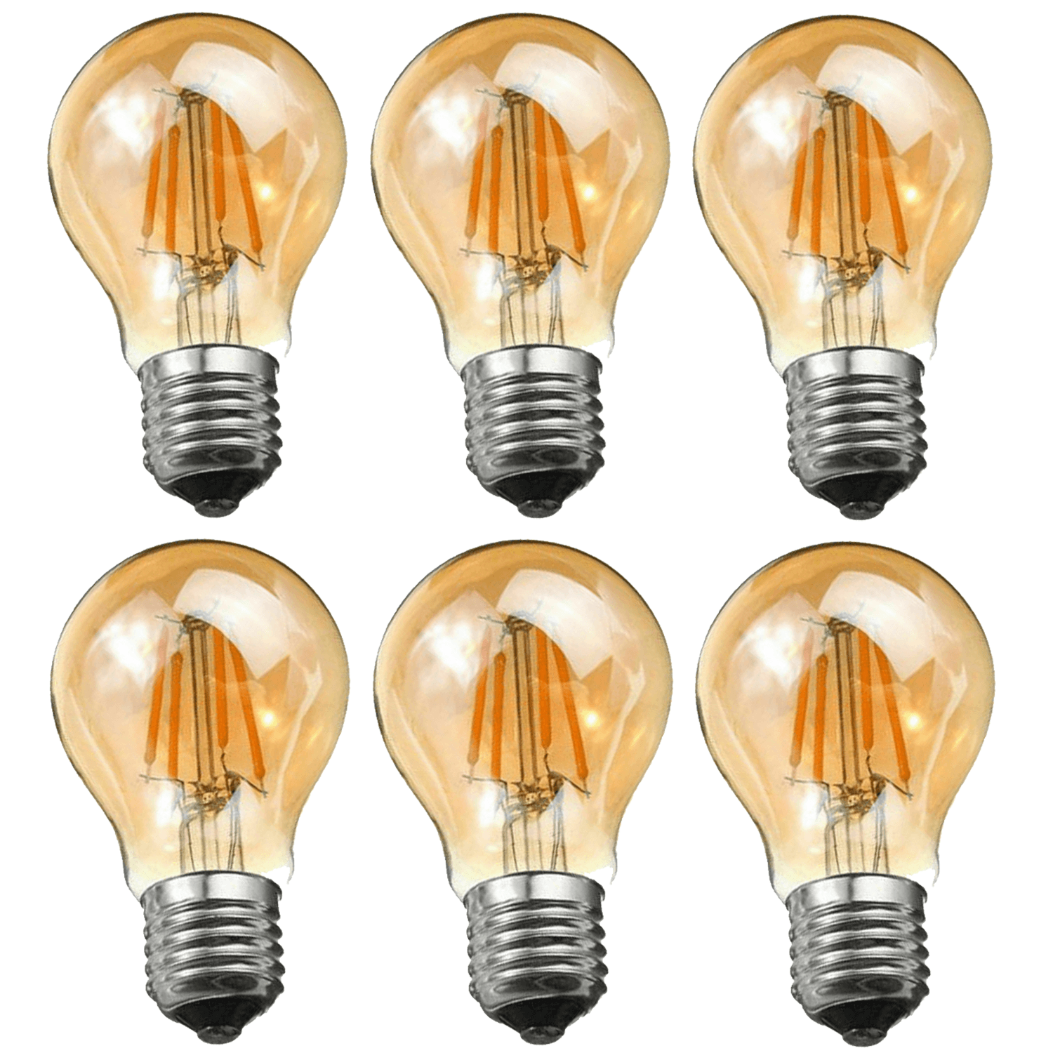 A60 E27 4W Pack Edison Style LED filament Amber Warm white screw 2700K Light Bulbs~4095-4