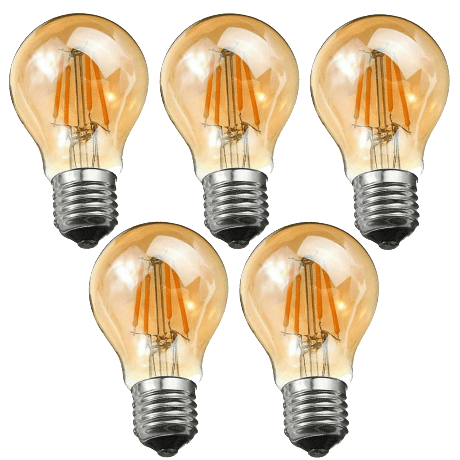 A60 E27 4W Pack Edison Style LED filament Amber Warm white screw 2700K Light Bulbs~4095-5