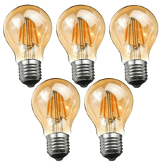 A60 E27 4W Pack Edison Style LED filament Amber Warm white screw 2700K Light Bulbs~4095-5