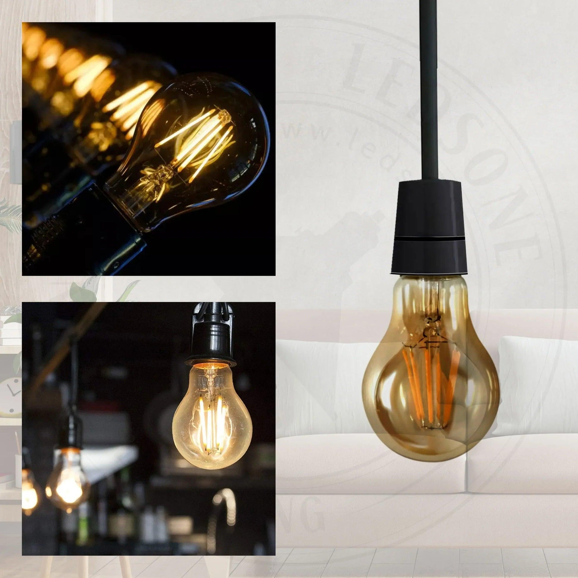 A60 E27 8W Edison LED filament Bulb Amber bulb Warm white screw bulbs 2700K ~4419-2