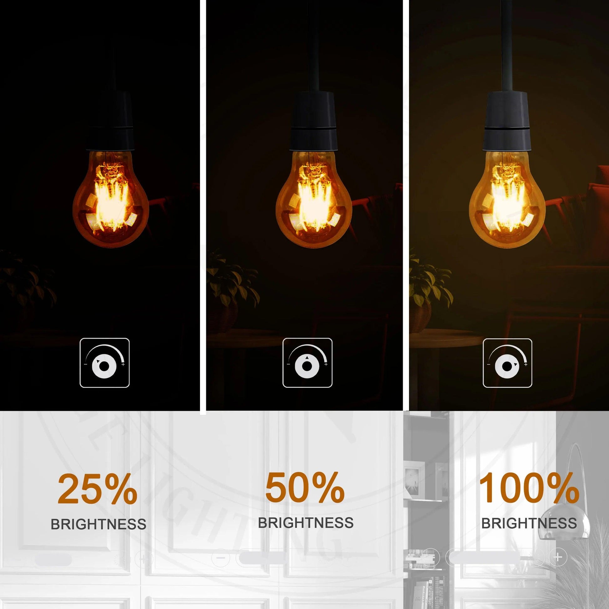 A60 E27 8W Edison LED filament Bulb Amber bulb Warm white screw bulbs 2700K ~4419-4