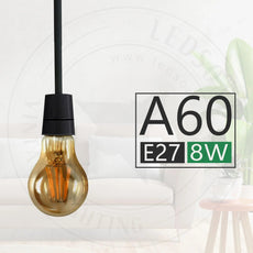 A60 E27 8W Edison LED filament Bulb Amber bulb Warm white screw bulbs 2700K ~4419-8