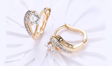 14K Gold Plating White Sapphire Curved Harp Clip On Earrings - Puritific