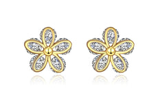 14K Gold Plated White Elements Pav'e Paisley Stud Earrings - Puritific