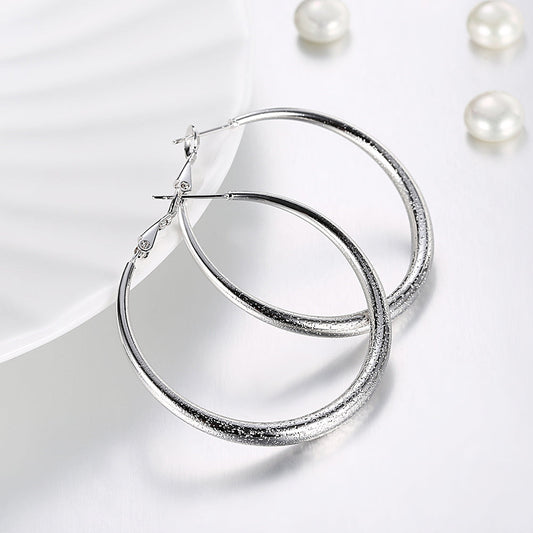 1.6" Round Hoop Earring in 18K White Gold Plated - Puritific