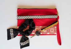 Accessories Gift Bundle - Red Tatreez Pouch - Puritific