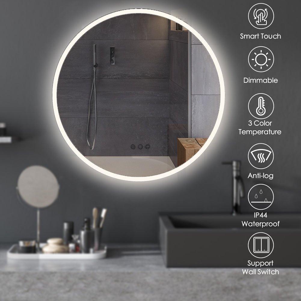 Acrylic Led mirror 24*24 Inches smart Anti fog Touch switch - Puritific