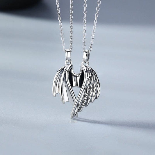 Angel Devil Wings Pair Lovers Necklace - Puritific