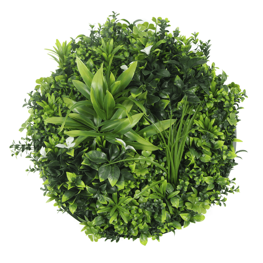 Artificial Green Wall Disc 20" Black Frame UV Resistant - Puritific