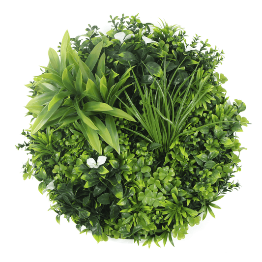 Artificial Green Wall Disc 20" White Frame UV Resistant - Puritific