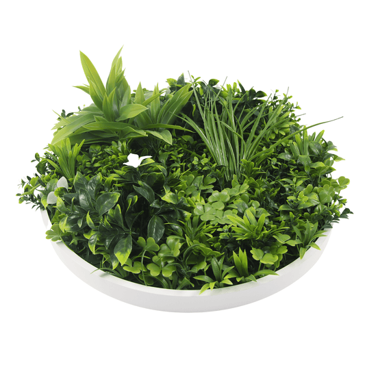 Artificial Green Wall Disc 30" White Frame UV Resistant - Puritific