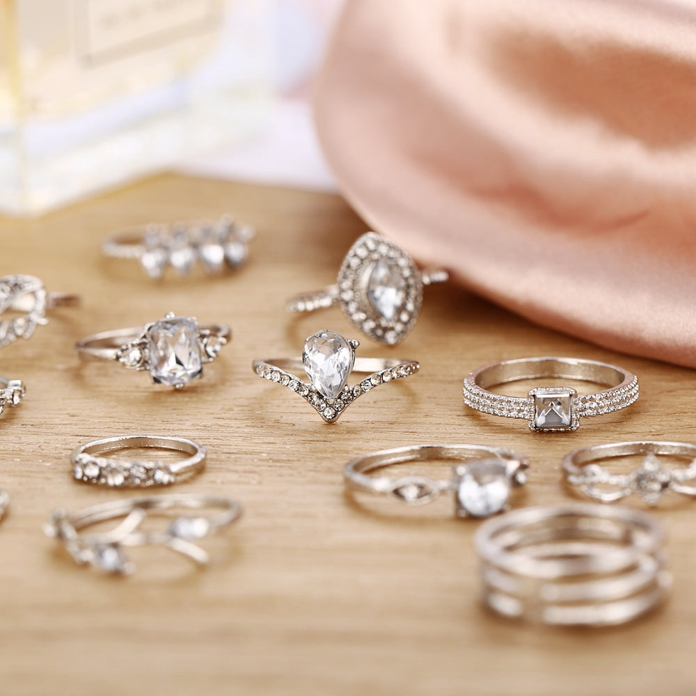 15 Piece Halo Pave Ring Set With ® Crystals - Puritific