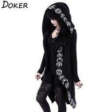 Gothic Punk Black Long Women Hoodies - Puritific