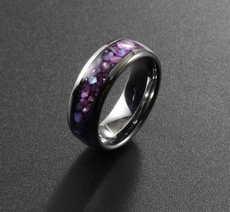 Purple and White Opal Tungsten Ring - Puritific